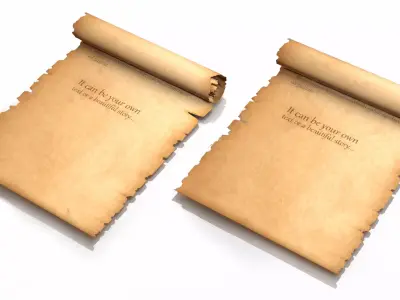 parchment or scroll Old with RIG and Animations  Low-poly 3D model