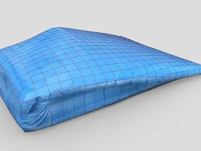 Folded Blue Tarp 2 Low-poly 3D model