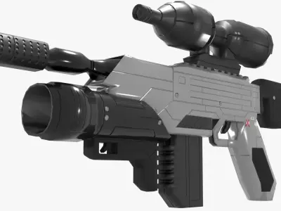 Sci-Fi Battle Rifle Combo Low-poly 3D model
