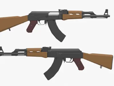 AK-47 type 1 Low-poly Low-poly 3D model