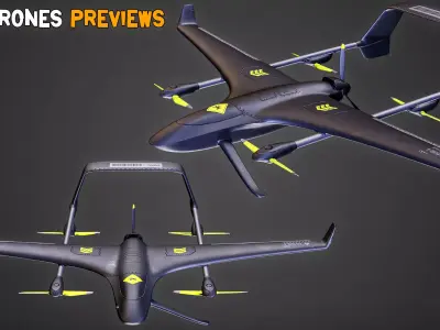 10 Game-Ready UAV And FPV Drones With PBR Texture - Vol 11 Low-poly 3D model