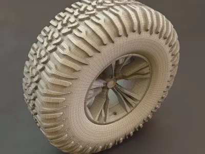Off-road tire and wheel Free 3D model