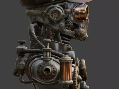 Steampunk Aviator Bust 3D Model Low-poly 3D model