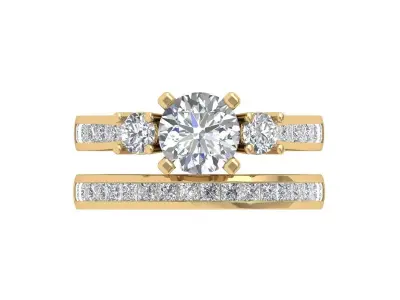 Solitair Ring Bridal Set 3D print model 49