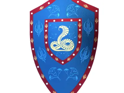 Low Poly Medieval Fantasy Shield with Snake Emblem PBR Low-poly 3D model