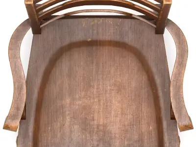 Solid Oak Armchair Low-poly 3D model