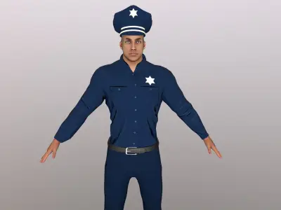 Policeman police officer in uniform Low-poly 3D model