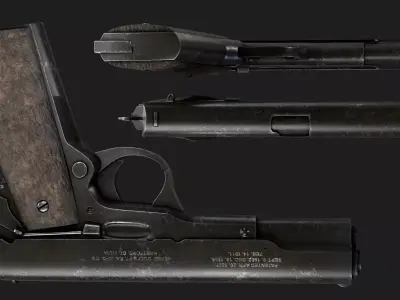Low Poly Pistol Game Ready Handgun 3D Model PBR Textures Low-poly 3D model