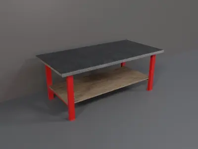 Industrial Workshop Worktable Large PBR Low-poly 3D model