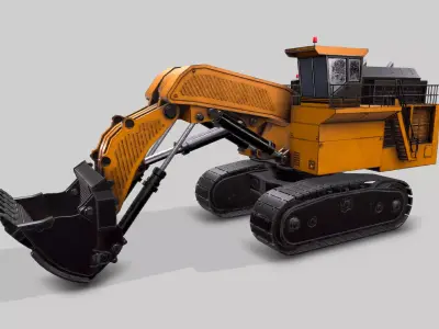 Old Industrial Vehicle Excavator Low-poly 3D model