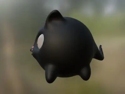 Little black cat Low-poly 3D model