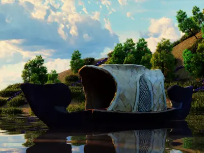 House Boat Blender ready model Low-poly 3D model