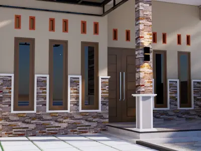 Minimalist Modern Simple House Facade  3D model