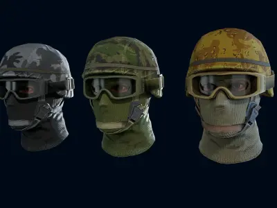 Military Head Low-poly 3D model