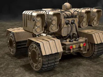 UGV Concept-3-Desert-Dirty Low-poly 3D model