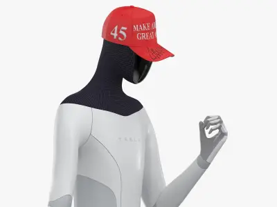 Tesla Bot in Trump Cap Rigged for Cinema 4D 3D model
