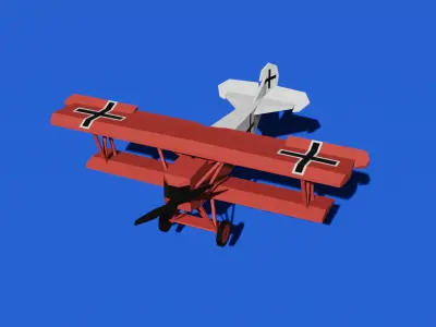 Fokker D VII Low Poly Fighter WWI Low-poly 3D model