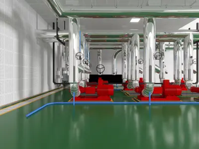 Industrial boiler room - Water pump room 3D model
