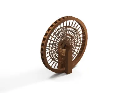Wooden Water Wheel 3DS Max Vray Corona 3D model