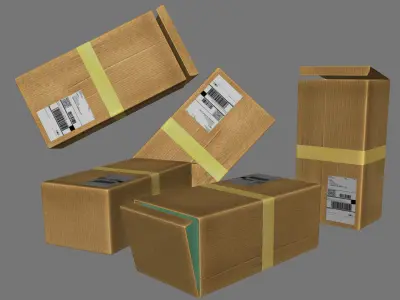 Cardboard box Low-poly 3D model 8