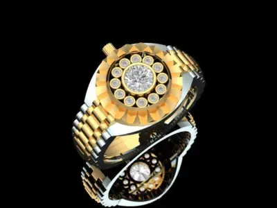 Rings gold and diamond ring 3D print model