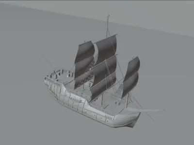 Sea Pirate Ship 3D model -  Low-poly 3D model Low-poly 3D model