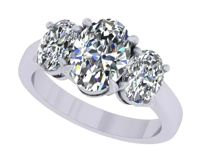 Oval Stone Engagement Ring 3D print model