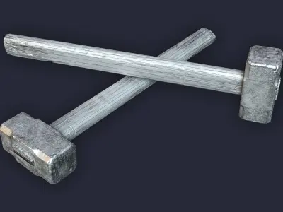 Sledgehammer metal hammer Low-poly 3D model