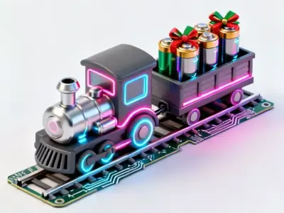 Miniature Cyberpunk Train Set 3D Model Tech Holiday Toy Low-poly 3D model