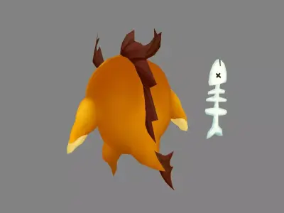 Cartoon fish monster Low-poly 3D model