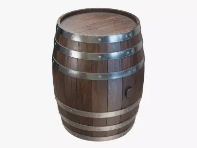 Wooden Barrel 04 3D model
