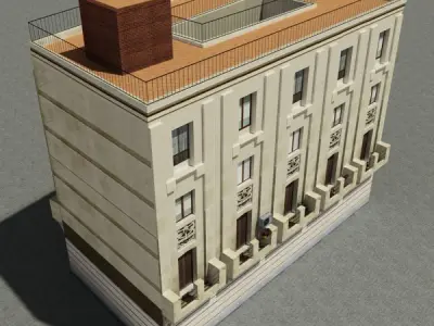 Building apartment with balcony Low-poly 3D model