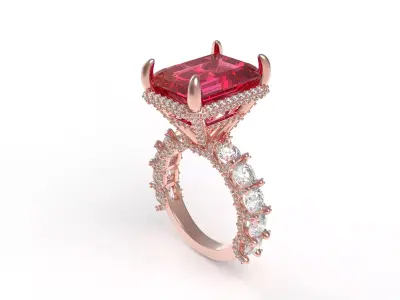 Emerald Engagement Ring 3D print model