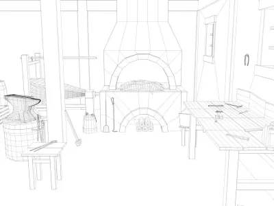 Medieval Armory and Smithy Building 3D model