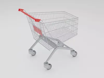 Shopping cart 3D model 2