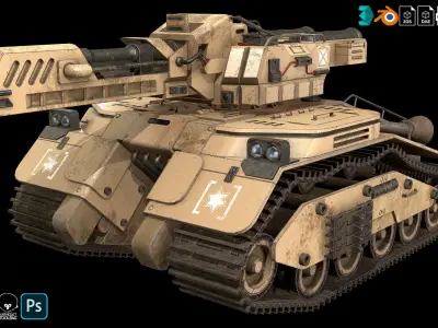 Tank Concept - 3 - Desert Low-poly 3D model