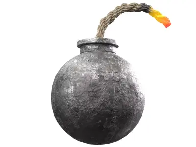 A Round Bomb Grenade with wick Low-poly 3D model