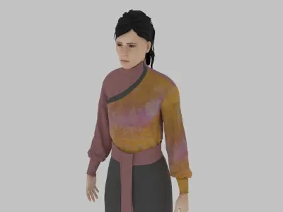 woman in asian clothes Low-poly 3D model get