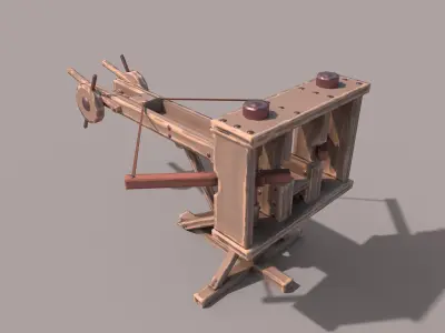 Low poly Stylized Ballista Low-poly 3D model