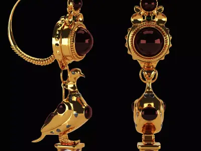 Gold dove earrings Greece 150-100 BC 3D model