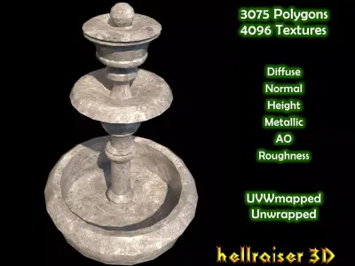 Fountain - PBR - Textured Low-poly 3D model