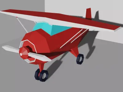 aircraft biplane Low-poly 3D model