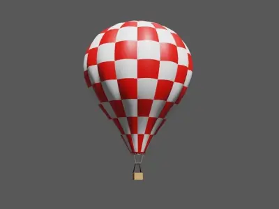 Red Balloon Checkered - Balao Vermelho Quadriculado Low-poly 3D model