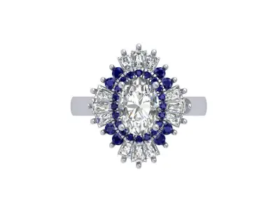 Oval Art Deco Ring 3D print model 4