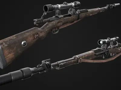 Kar98k with mods Low-poly 3D model