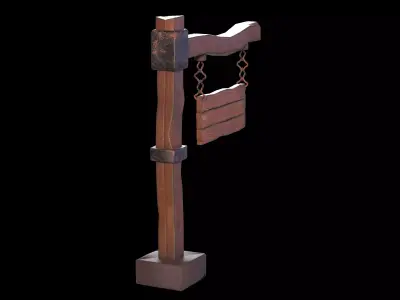 Medieval Signpost  Game Ready Environment Prop Low-poly 3D model