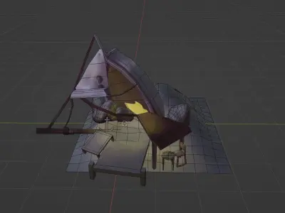 Abandoned Sunken Boat Low Poly 3D Model Low-poly 3D model