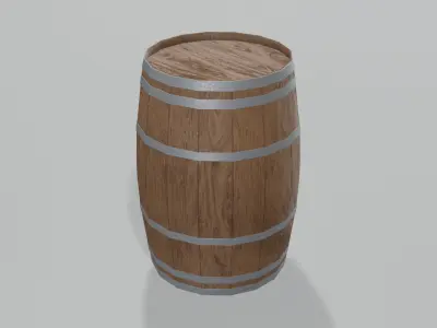 Medium Toasted Lowpoly Bourbon Rundlet Barrel Low-poly 3D model