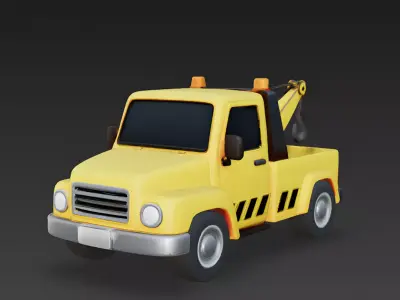Stylized Tow Truck 3D Model Low-poly 3D model