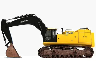 Yellow John Deere Excavator 3D model